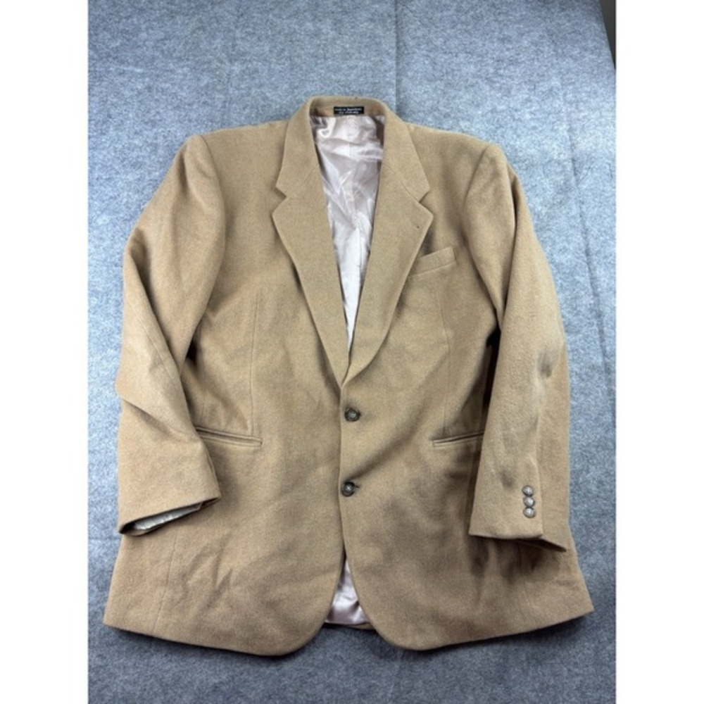 Christian Aujard Mens 46 R Tan Wool Camel Hair Blend‎ Sport Coat Blazer VTG